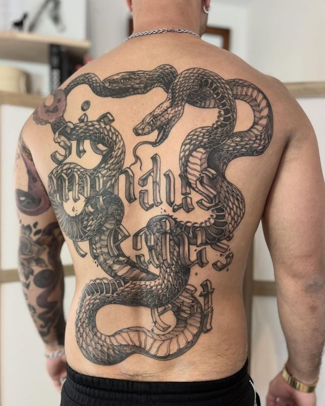 Fait par @dumano.tattoo
・・・
Le dos du super Donovan terminé 🔥
Merci encore mille fois 🙏🏼

#tattoos #tatouage #bordeauxtattoo #frenchtattoo #snakebackpiece #snaketattoo #metalhead
